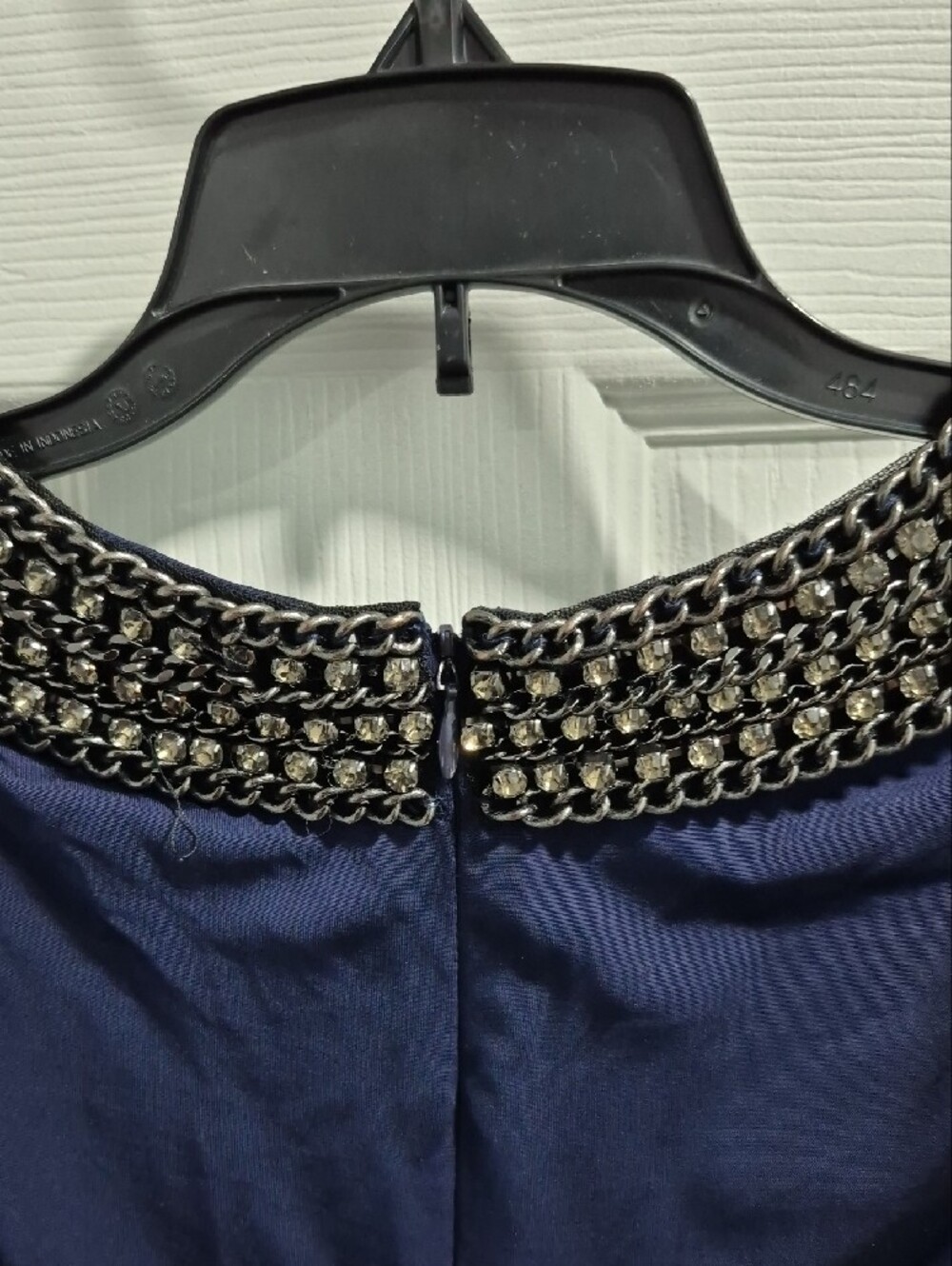 Laundry By Shelli Segal Navy Midi Dress with Embellished Collar - Picture 3 of 5